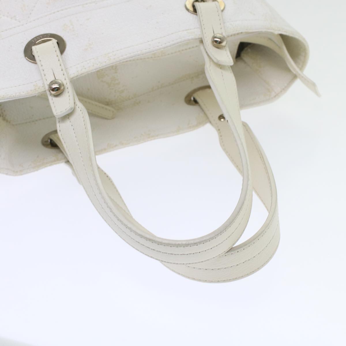 CHANEL Shoulder Bag Coated Canvas White CC Auth ar9716