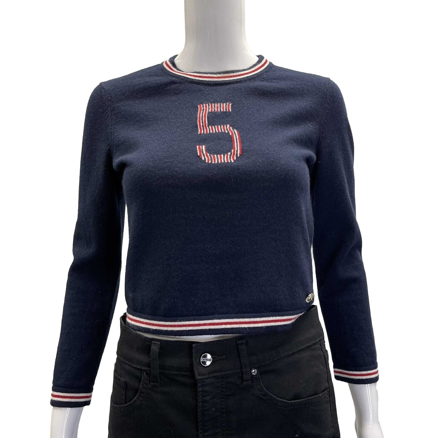 Chanel 19 No. 5 Logo Navy Blue Pullover