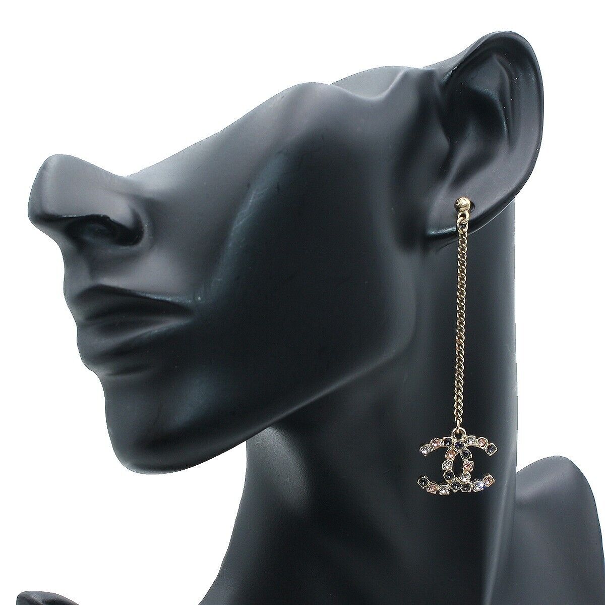 Chanel Coco Mark Logo Gold-Tone Pierced