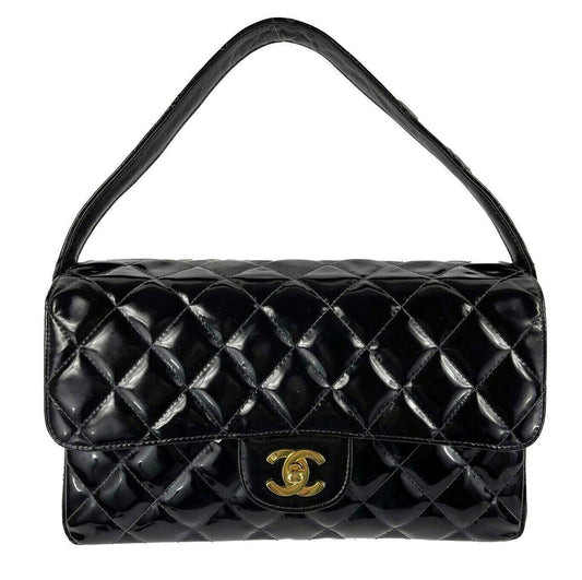 Chanel - Vtg Medium Black Top Handle