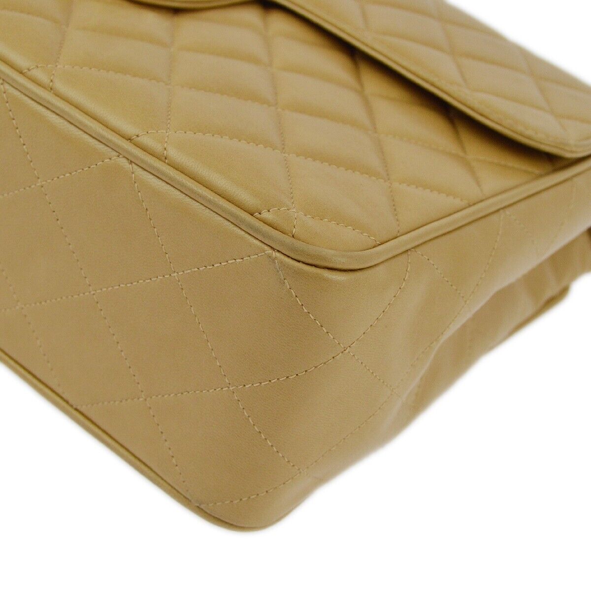 Chanel Beige Lambskin Jumbo Classic Flap