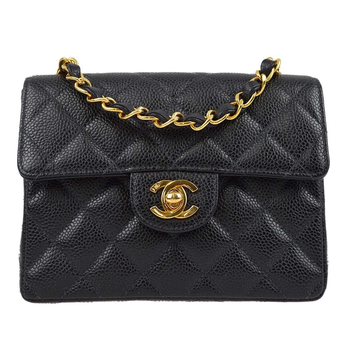 Chanel Black Caviar Mini Classic Square