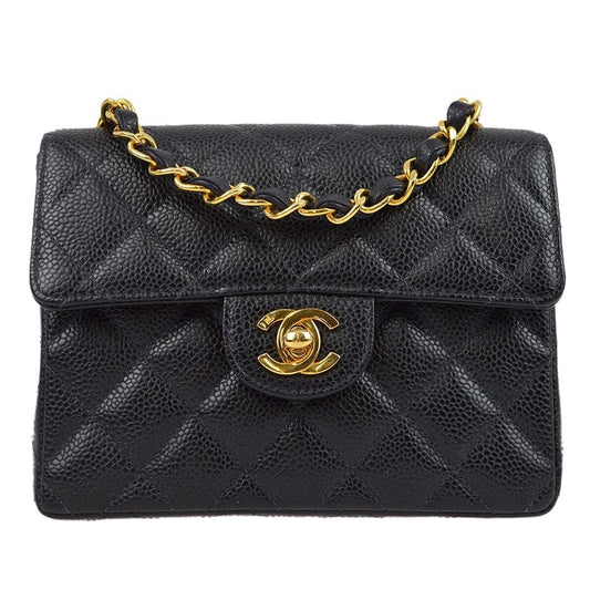 Chanel Black Caviar Mini Classic Square