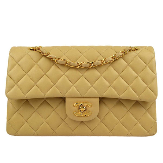 Chanel Beige Lambskin Medium Classic
