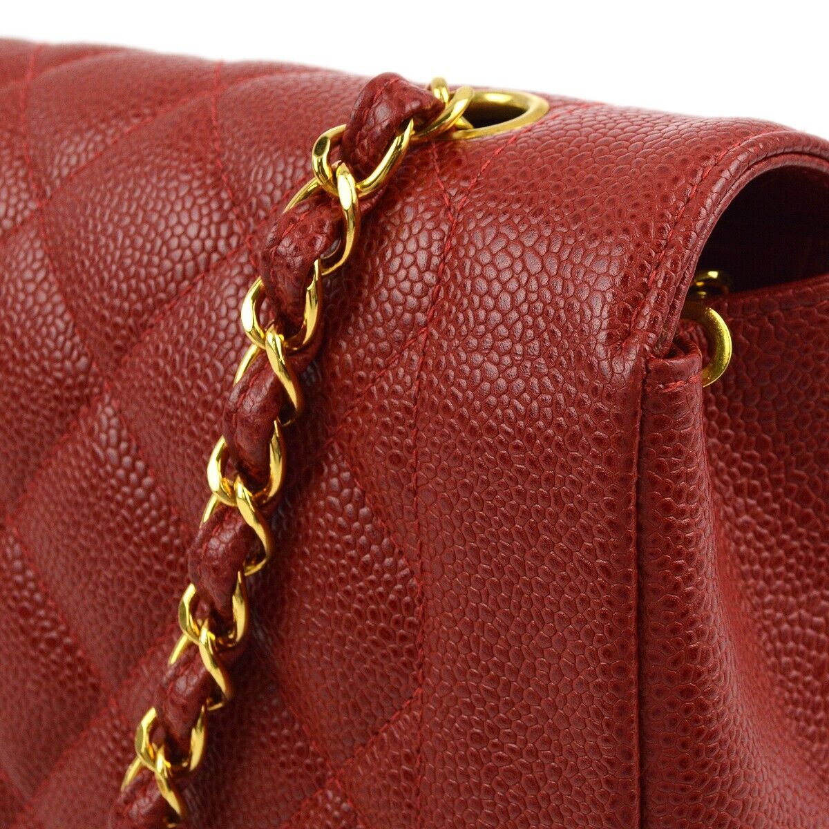 Chanel Red Caviar Medium Diana Shoulder