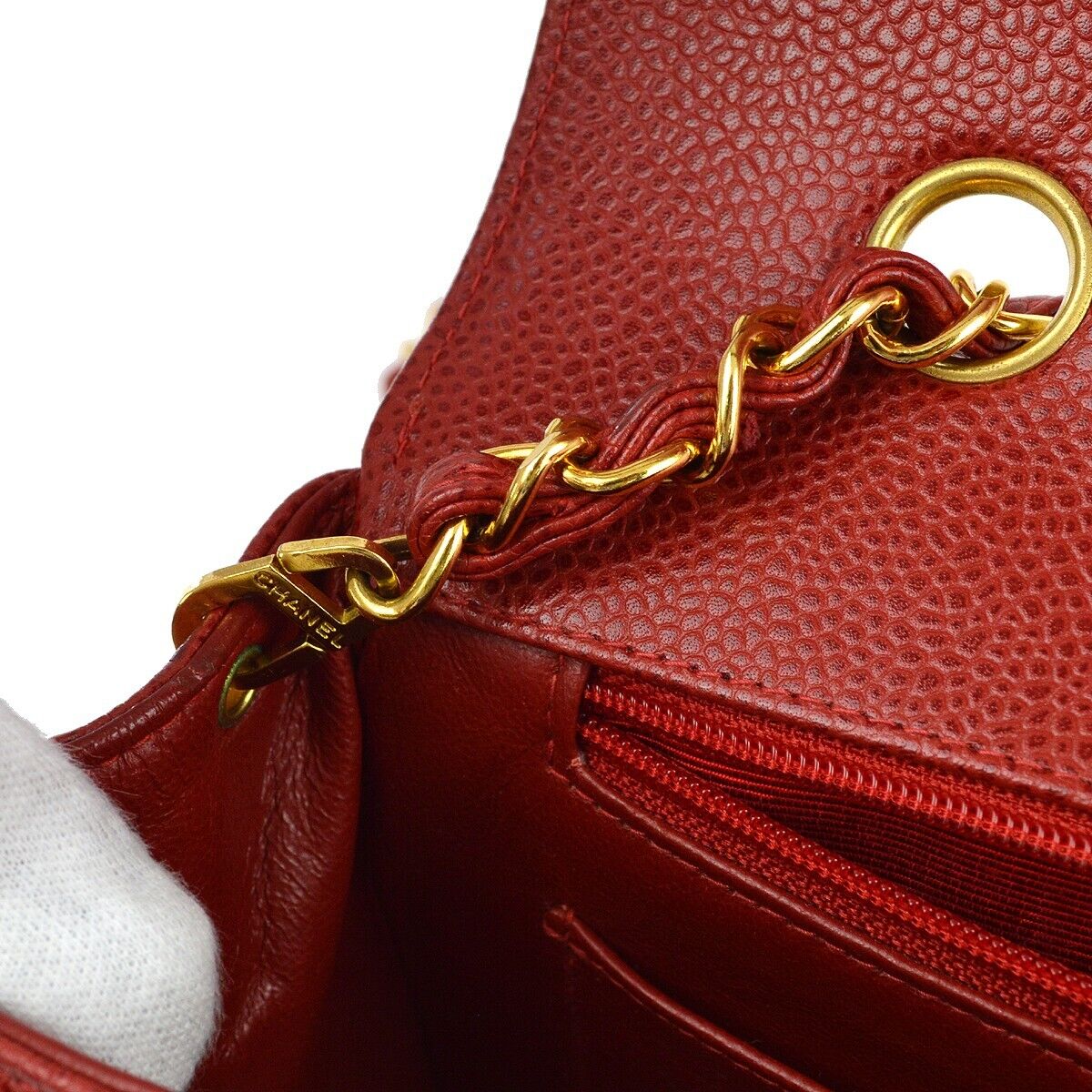 Chanel Red Caviar Medium Diana Shoulder