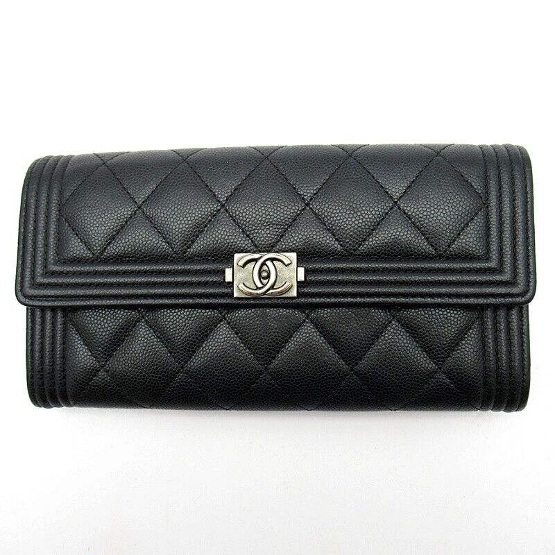 Chanel Boy Zipper Long Wallet Caviar