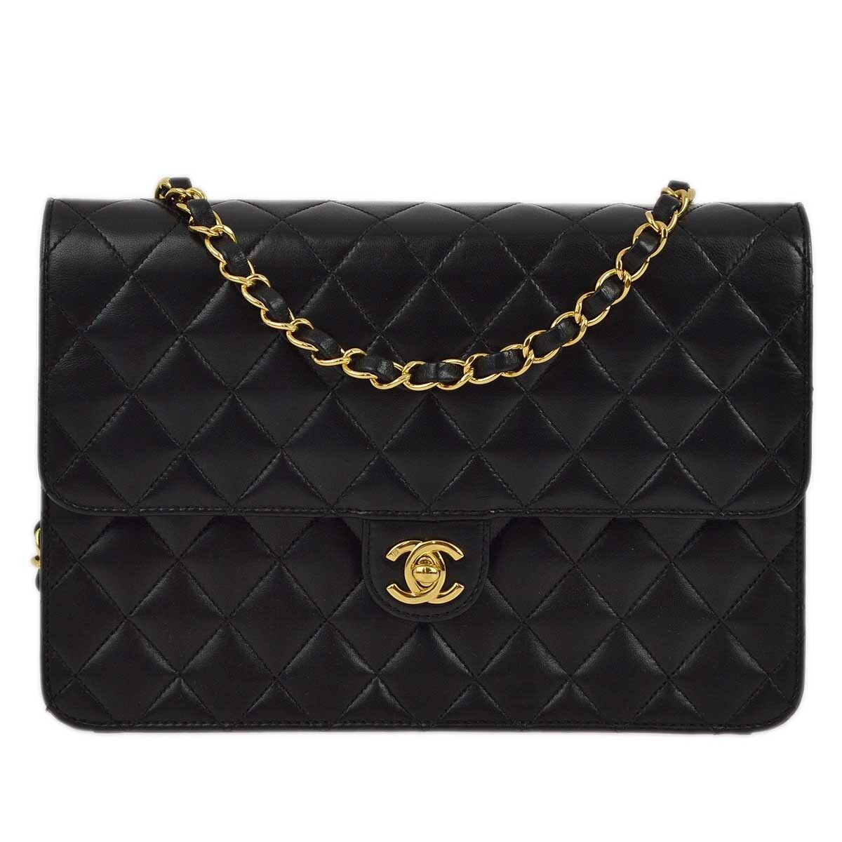 Chanel Black Lambskin Turnlock Medium
