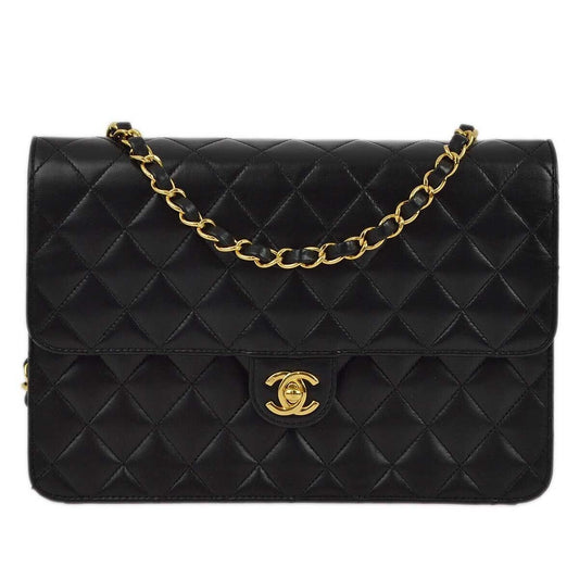 Chanel Black Lambskin Turnlock Medium