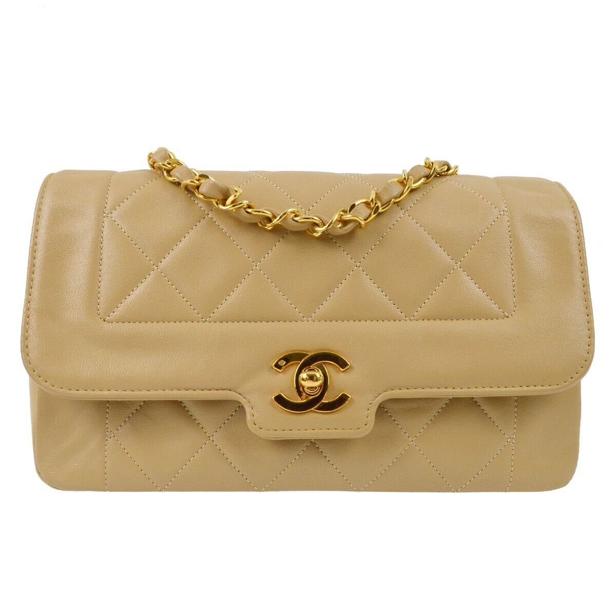 Chanel Beige Lambskin Single Flap