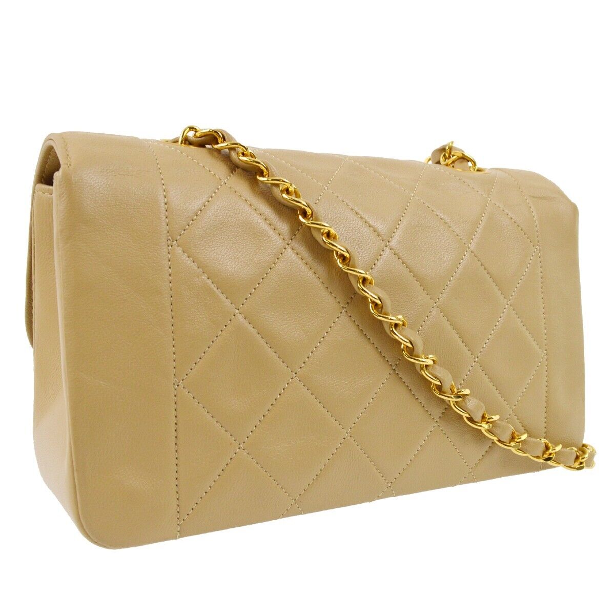 Chanel Beige Lambskin Single Flap
