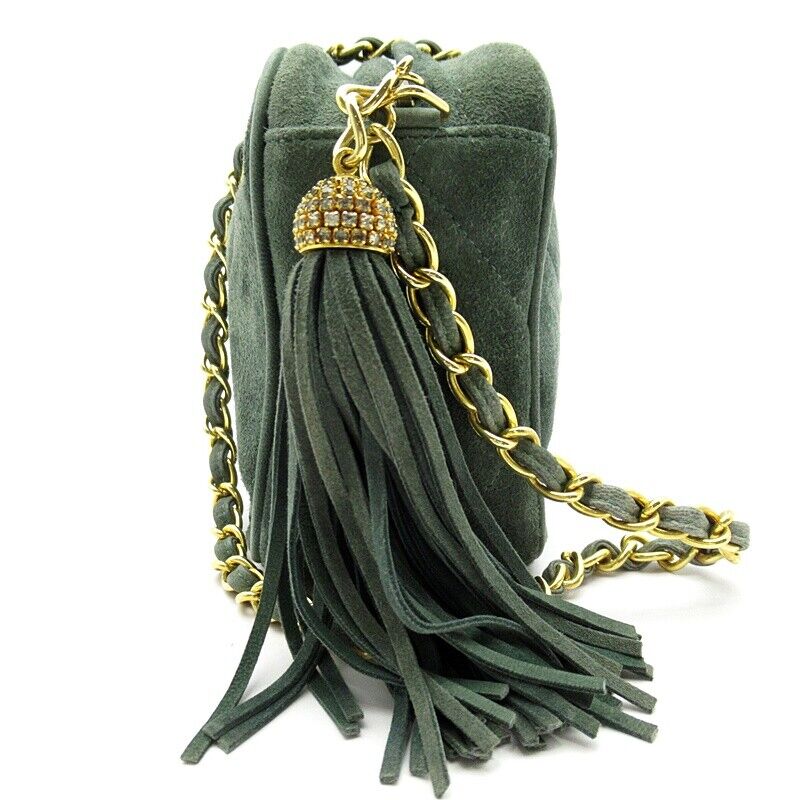 Chanel Fringe Chainshoulder Bag Suede