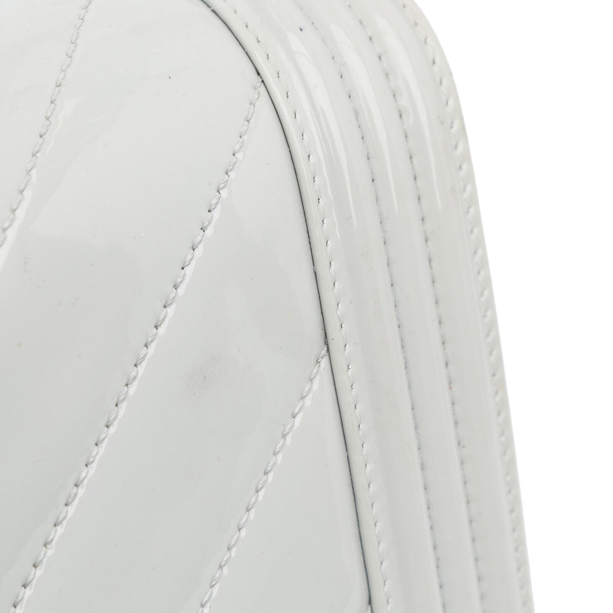 Chanel Medium Patent Boy Flap White