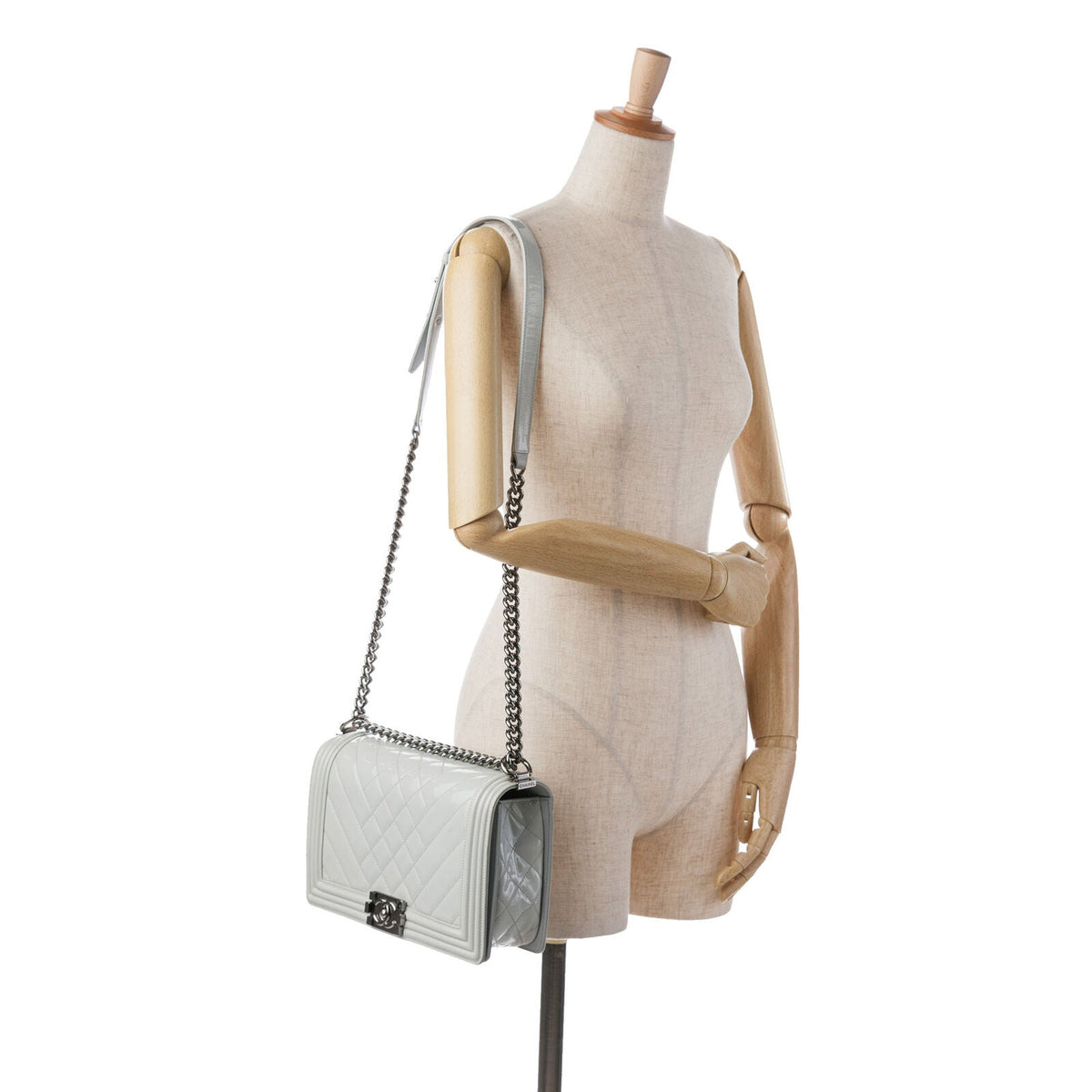 Chanel Medium Patent Boy Flap White