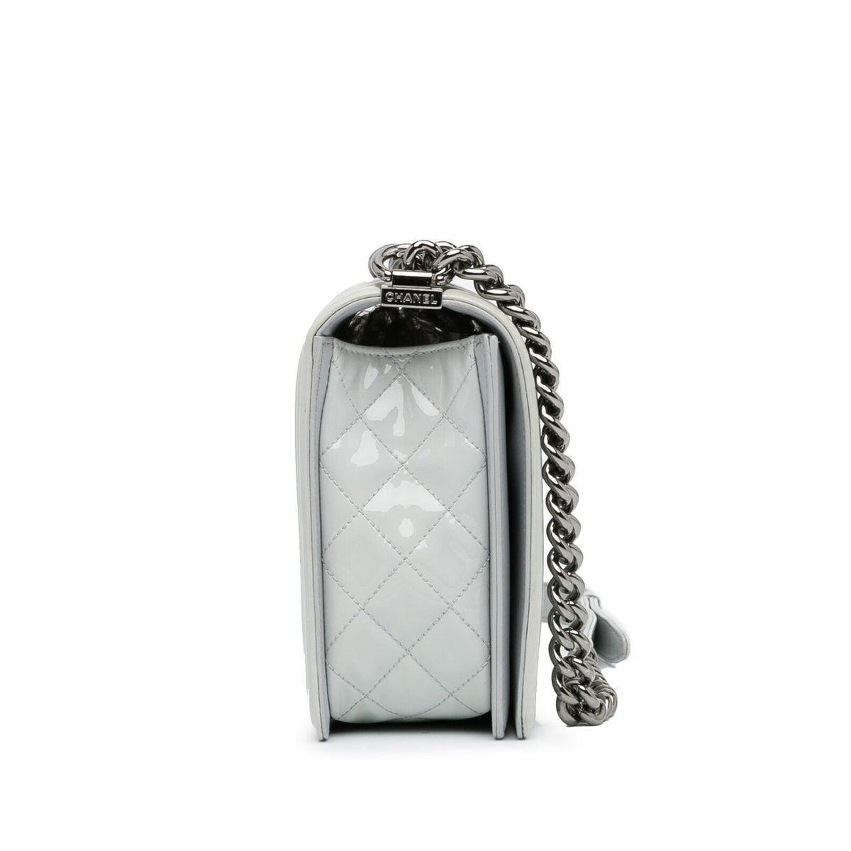 Chanel Medium Patent Boy Flap White