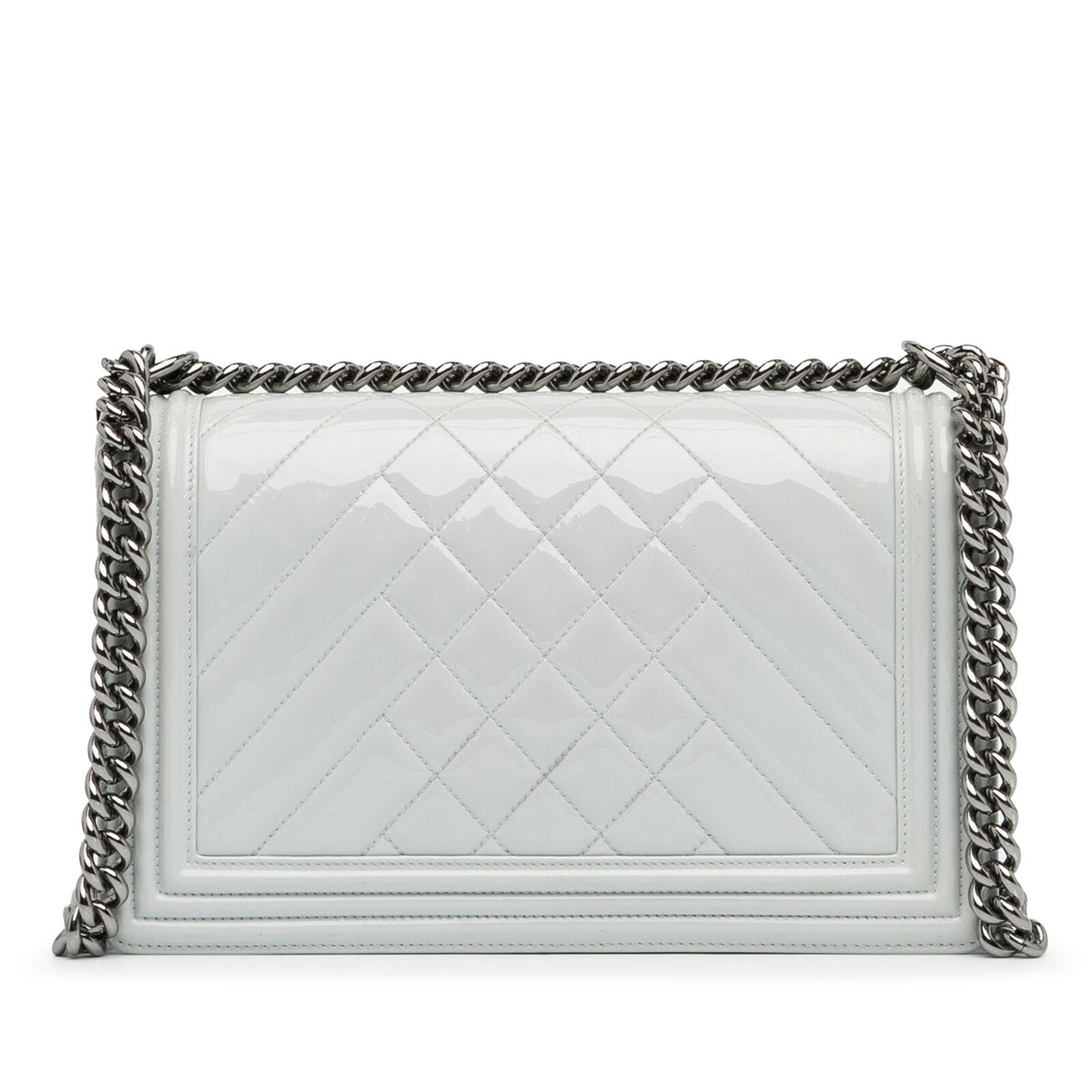 Chanel Medium Patent Boy Flap White