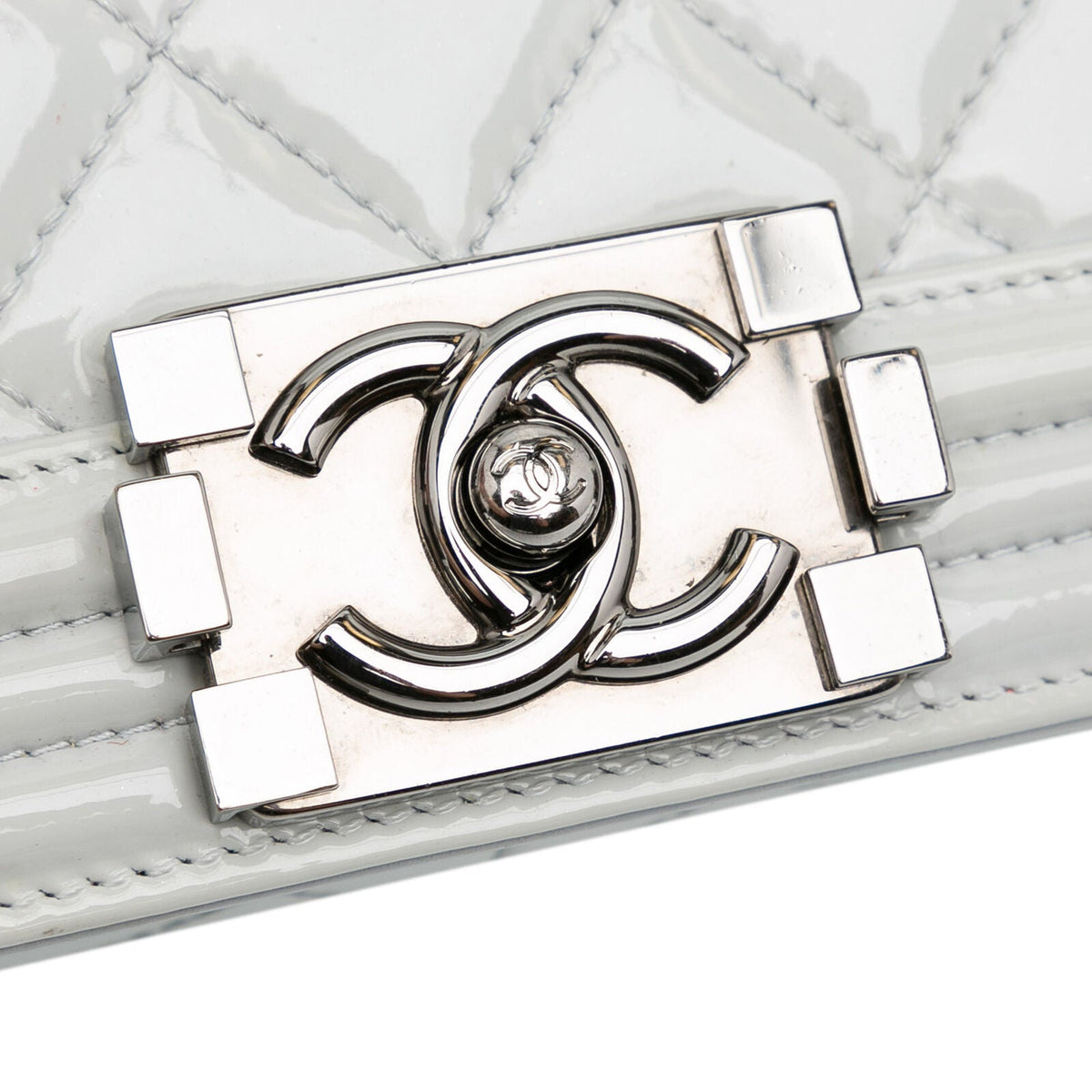 Chanel Medium Patent Boy Flap White