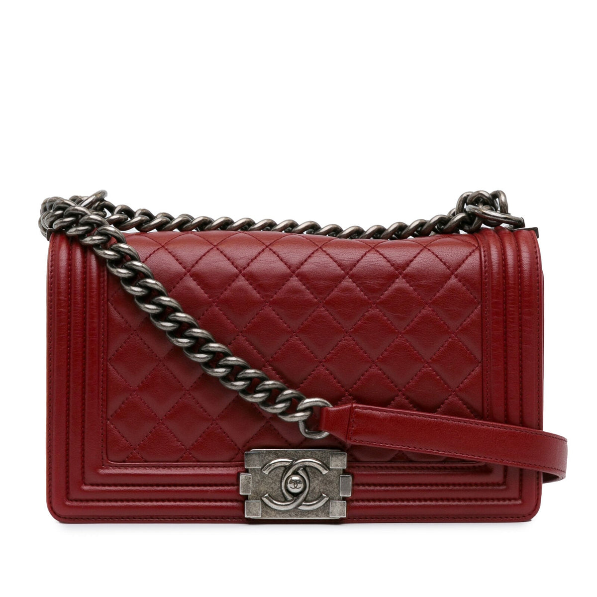 Chanel Medium Lambskin Boy Flap Red
