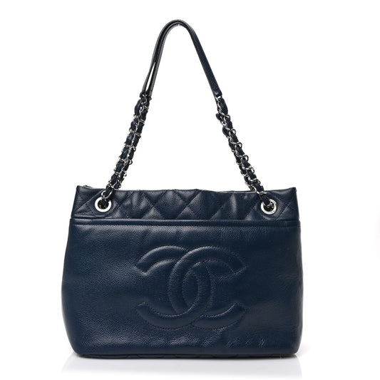 Chanel Caviar Timeless Cc Soft Tote Navy