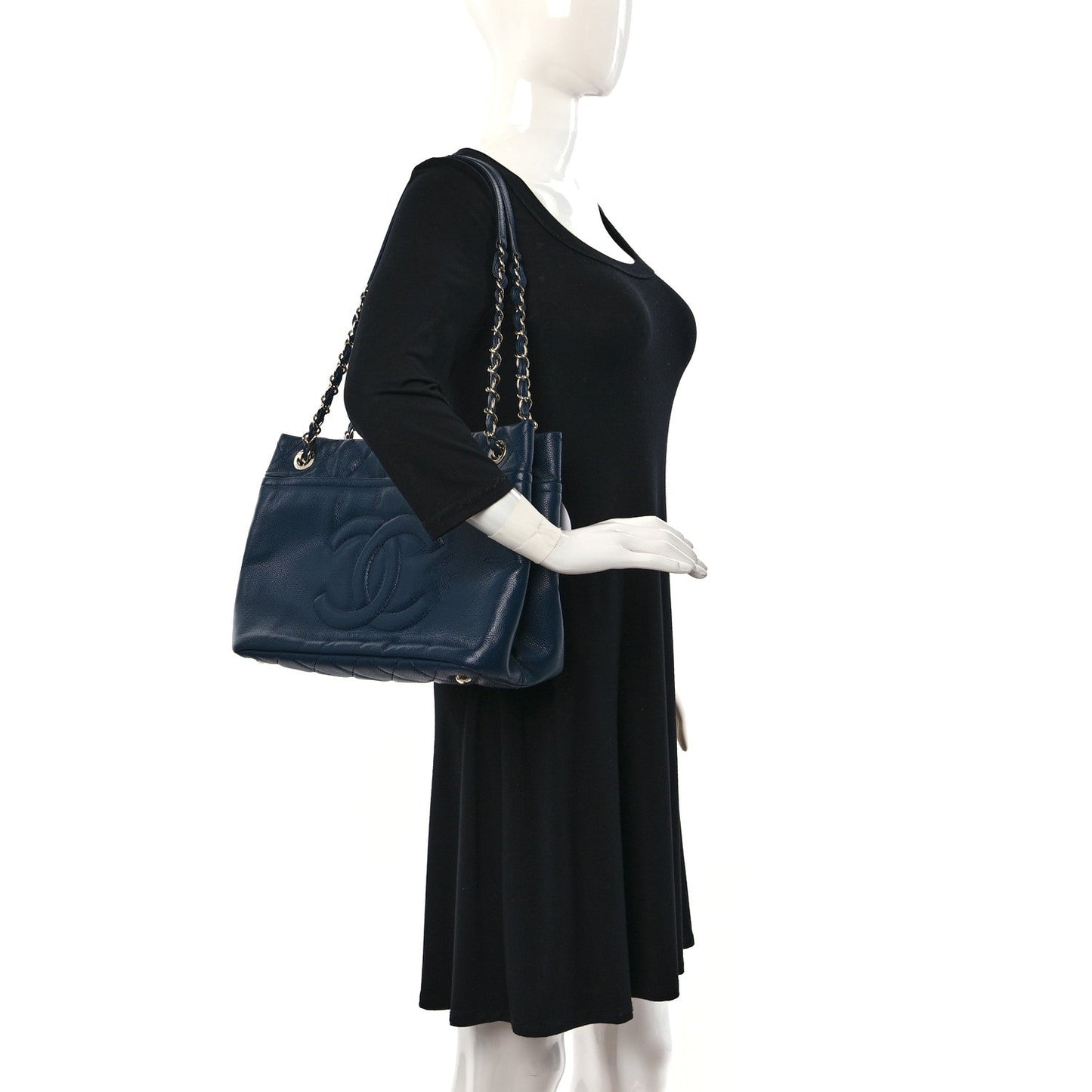 Chanel Caviar Timeless Cc Soft Tote Navy