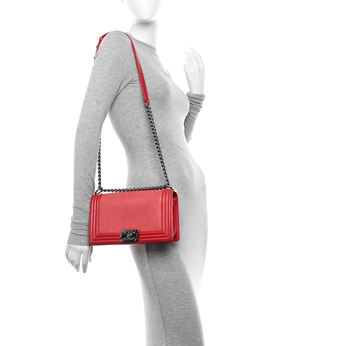 Chanel Lizard Medium Boy Flap Red