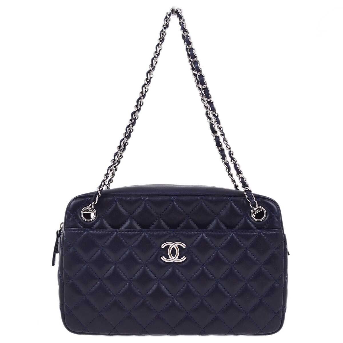 Chanel Navy Lambskin Chain Shoulder Bag