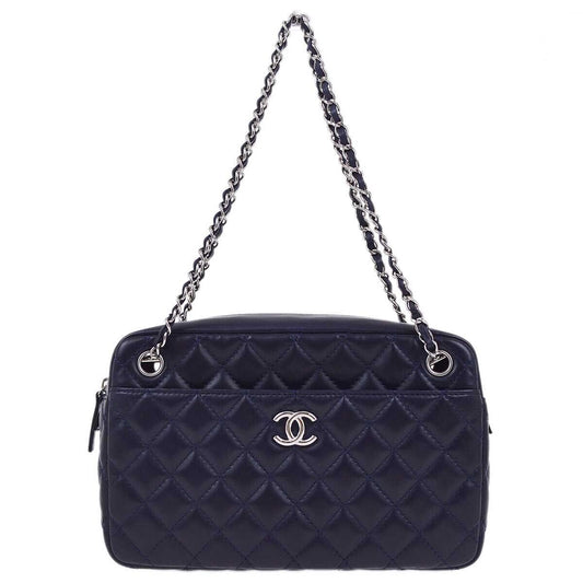 Chanel Navy Lambskin Chain Shoulder Bag