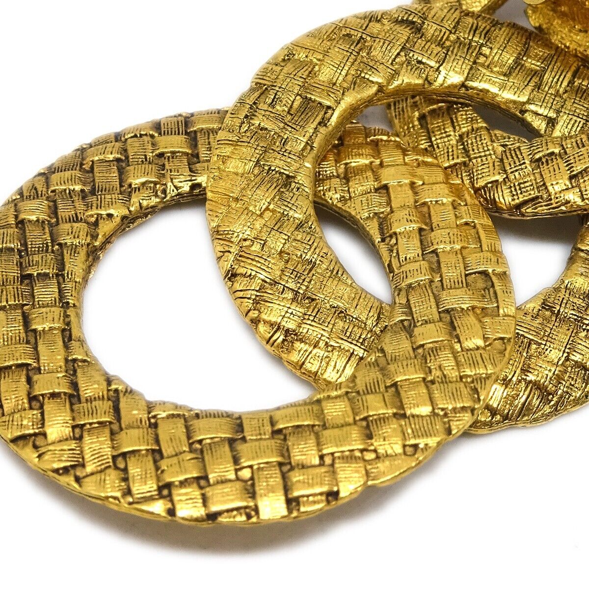 Chanel Hoop Dangle Earrings Clip-On Gold