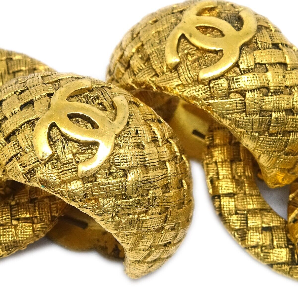 Chanel Hoop Dangle Earrings Clip-On Gold
