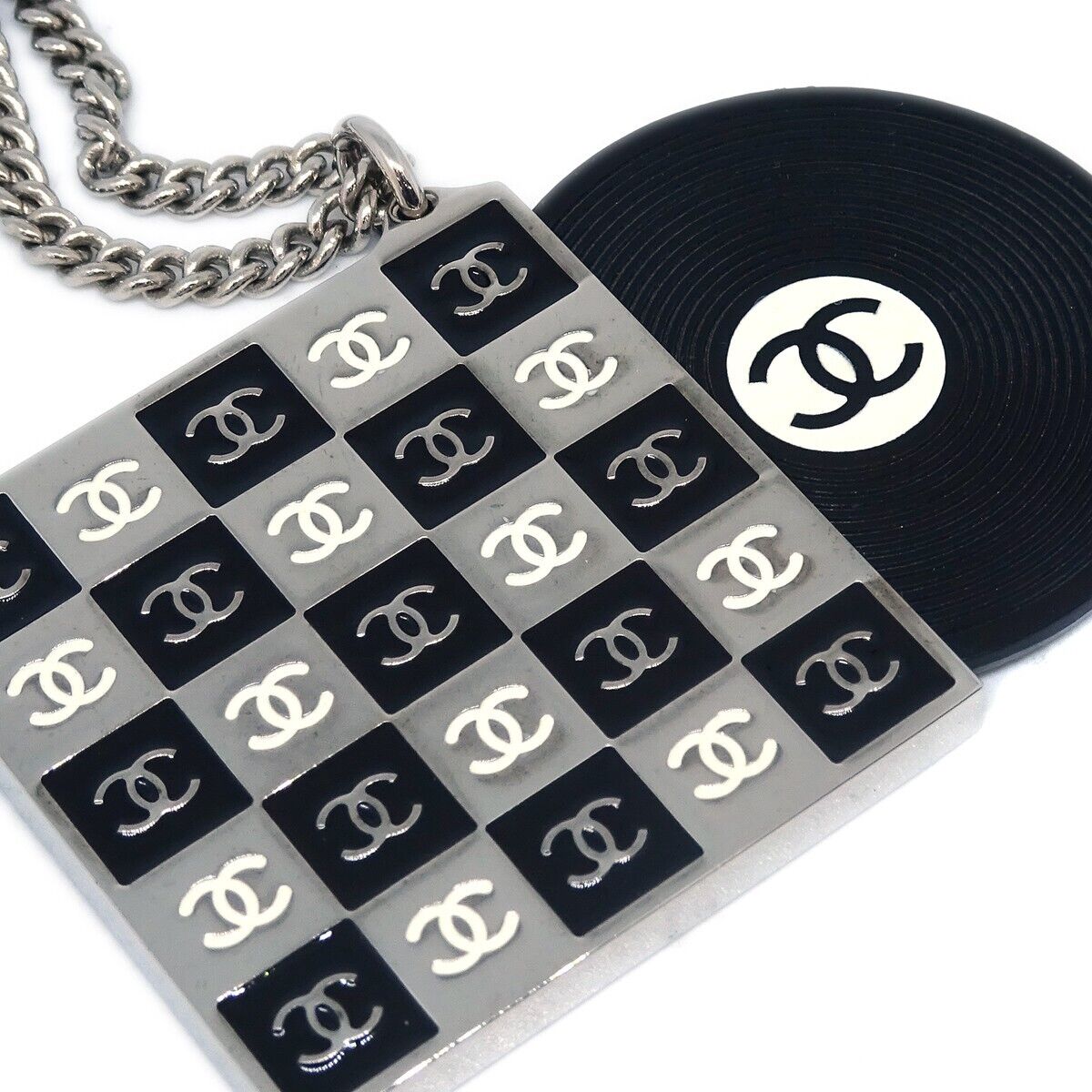 Chanel Record Silver Chain Pendant
