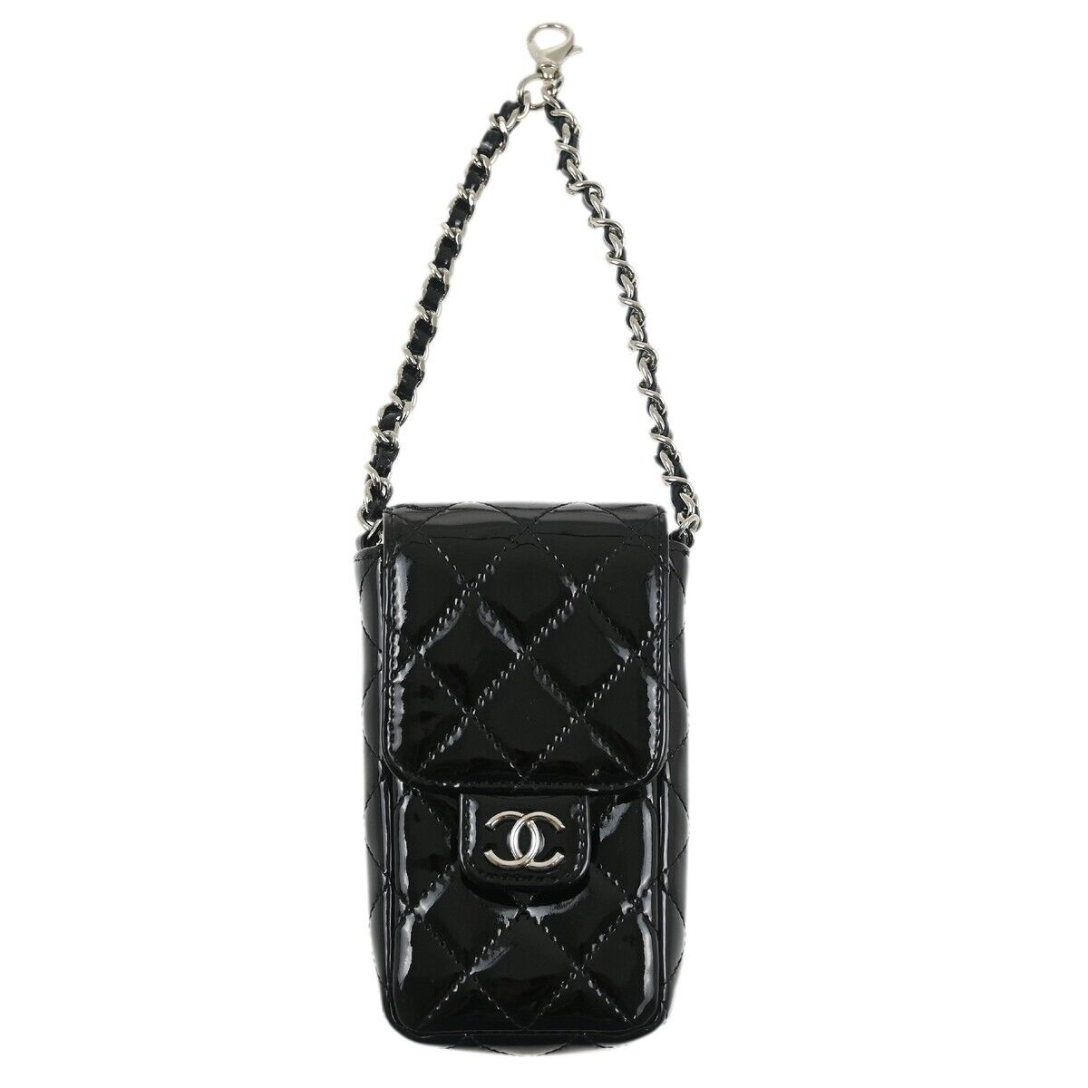 Chanel Black Patent Leather Chain Pouch