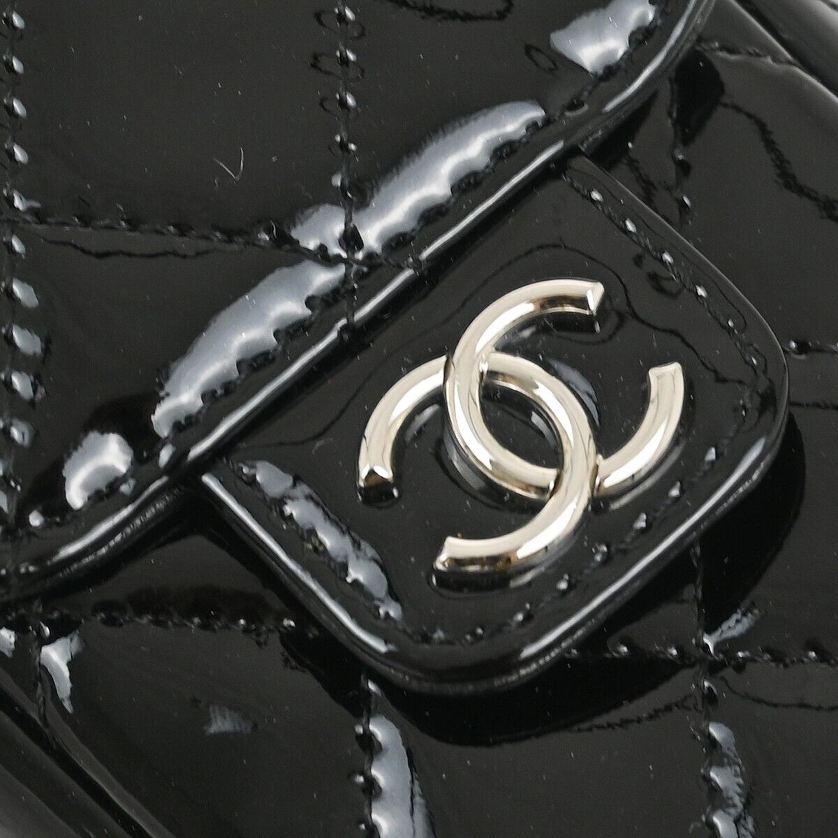 Chanel Black Patent Leather Chain Pouch