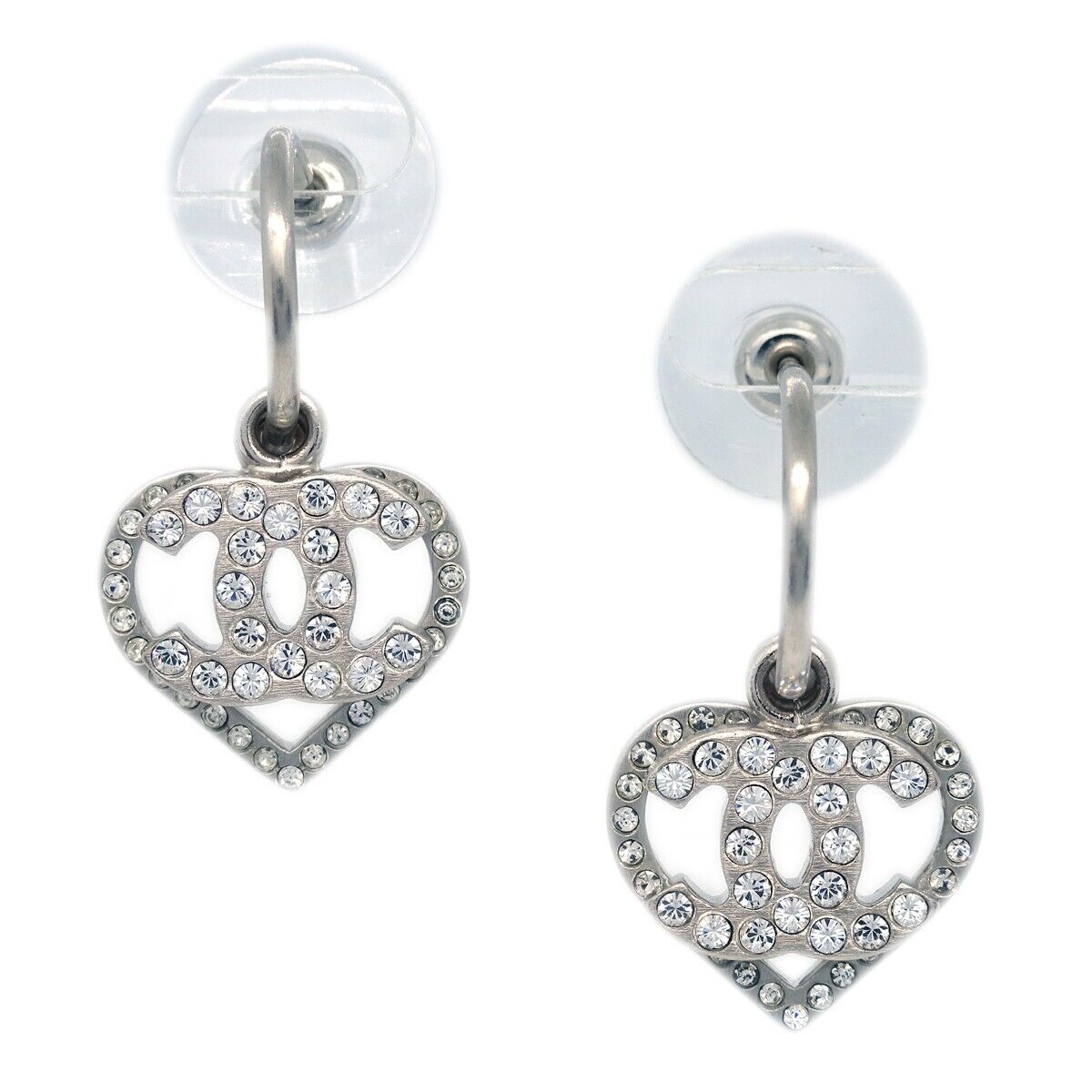 Chanel Heart Dangle Piercing Earrings