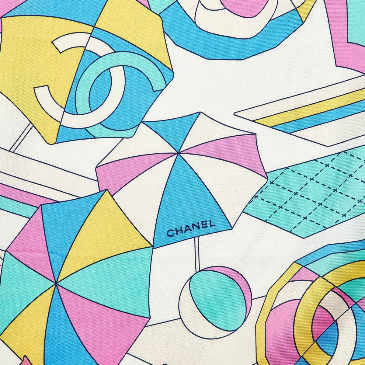 Chanel Multicolor Camellia Cc Print Silk