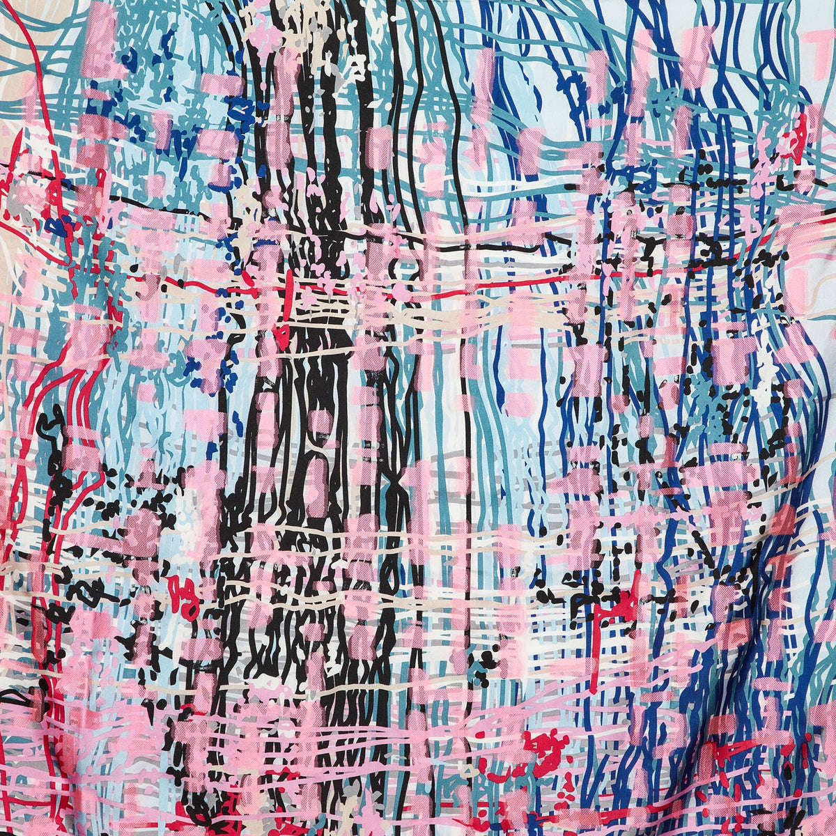 Chanel Multicolor Scribble Print Silk