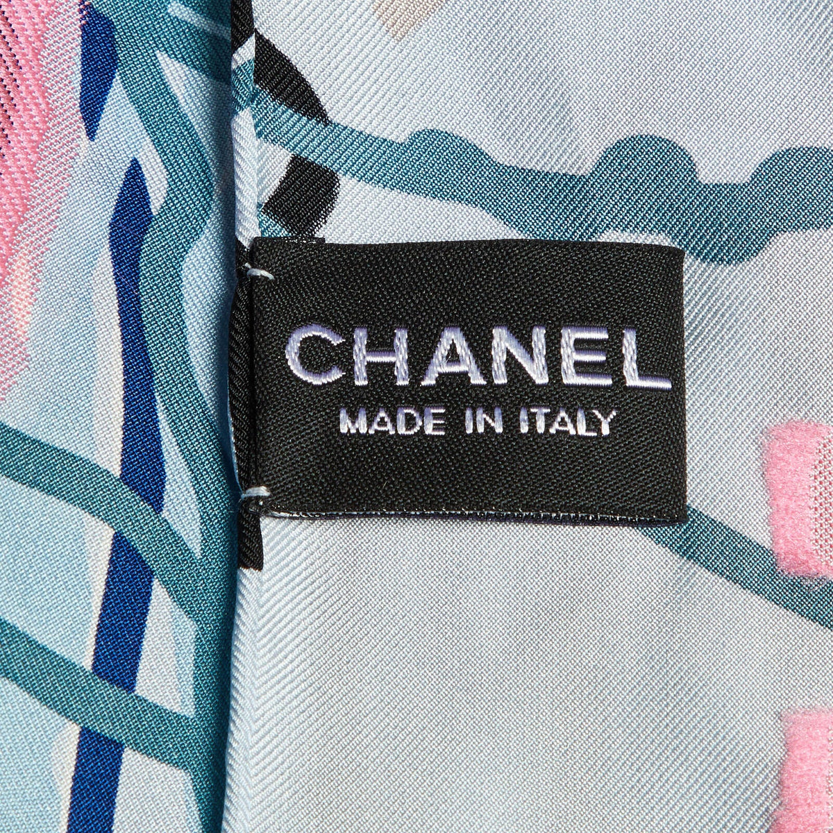 Chanel Multicolor Scribble Print Silk