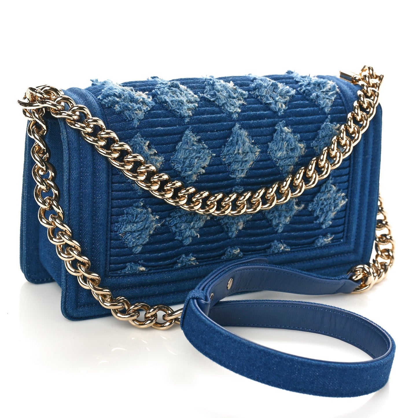 Chanel Denim Pleated Medium Boy Flap