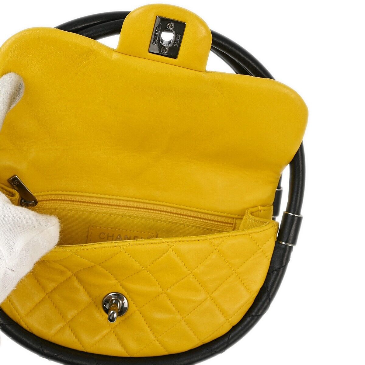 Chanel Yellow Lambskin Hula Hoop Handbag