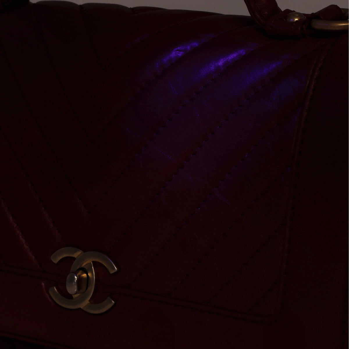 Chanel Top Handle Flap Bag Chevron