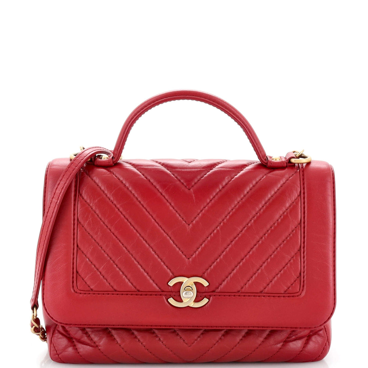 Chanel Top Handle Flap Bag Chevron