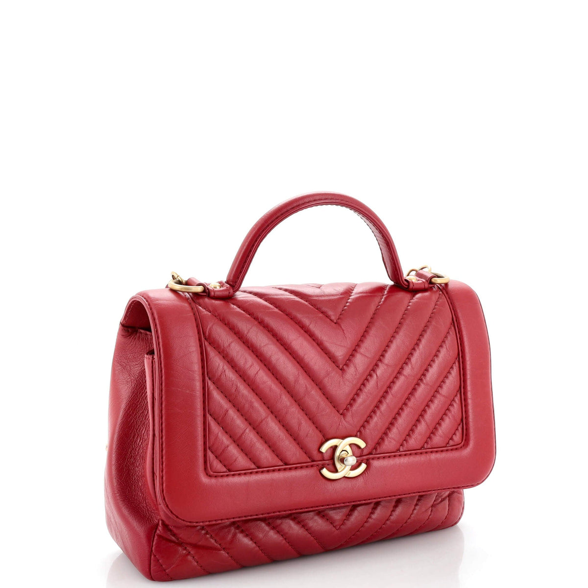 Chanel Top Handle Flap Bag Chevron