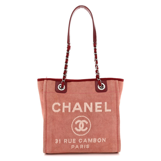 Chanel Canvas Mini Deauville Tote Red