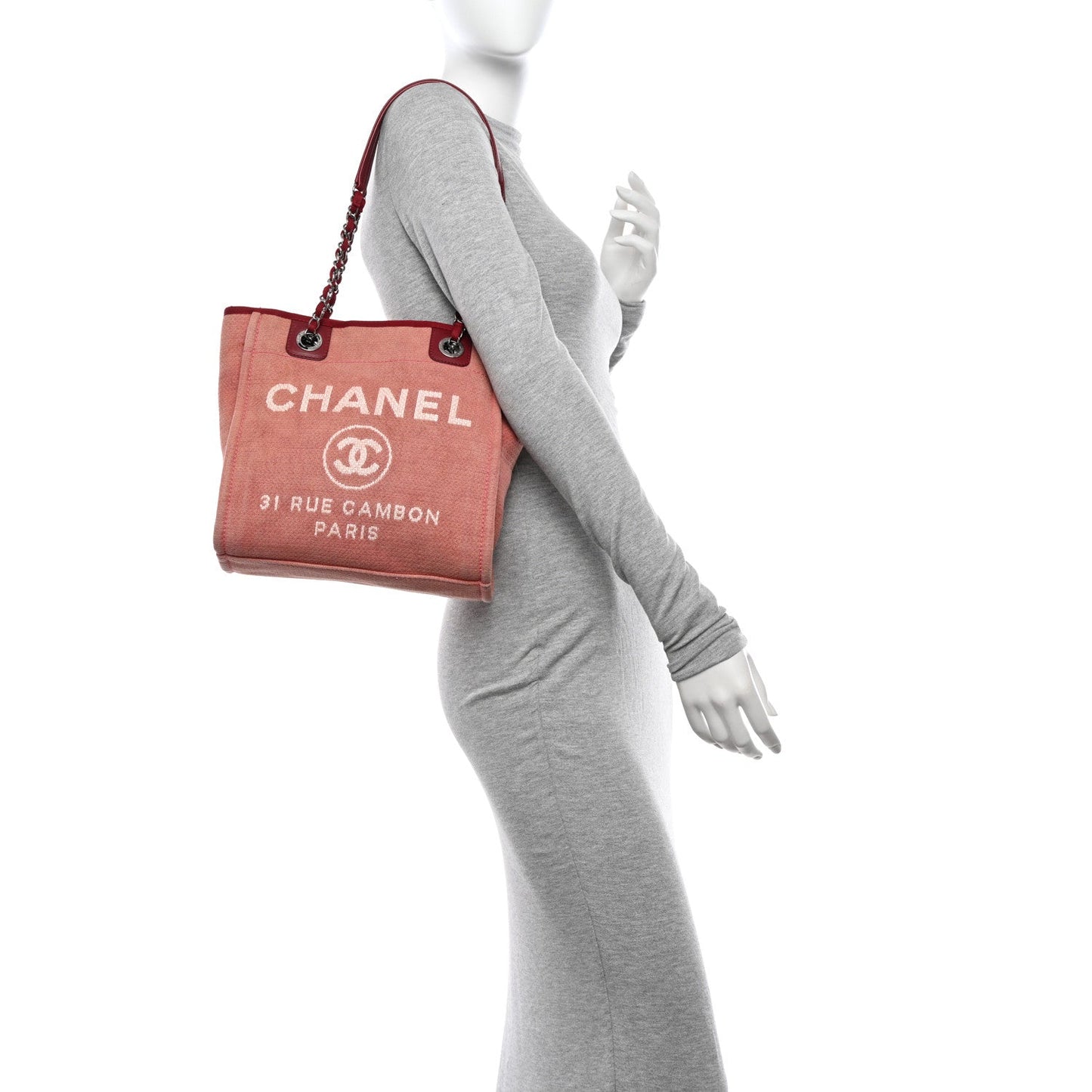 Chanel Canvas Mini Deauville Tote Red