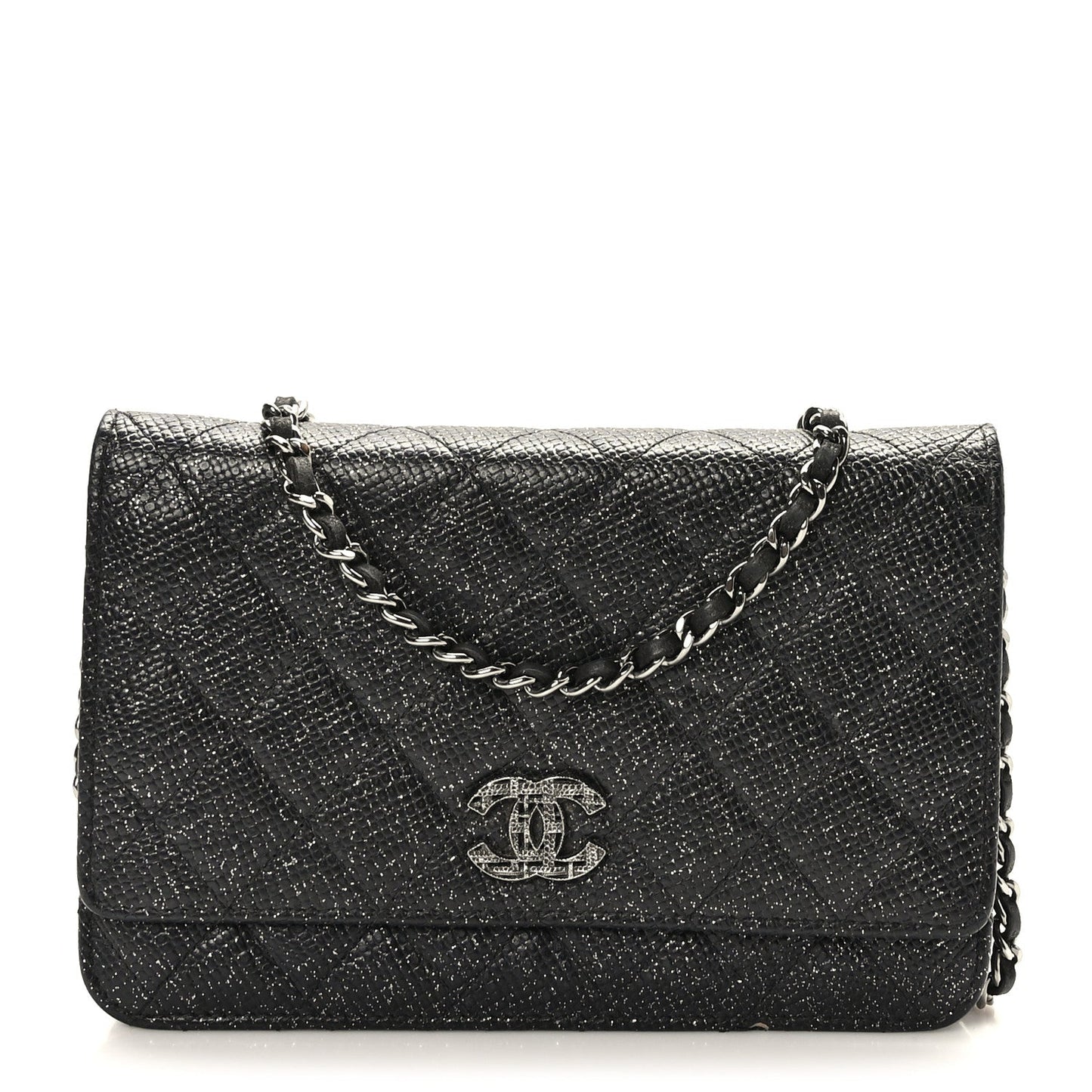 Chanel Glitter Calfskin Quilted Wallet