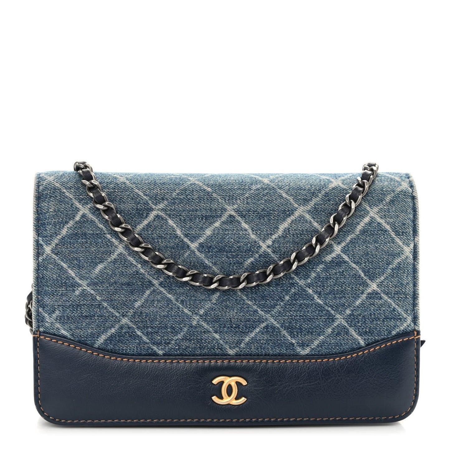 Chanel Denim Quilted Wallet On Chain Woc