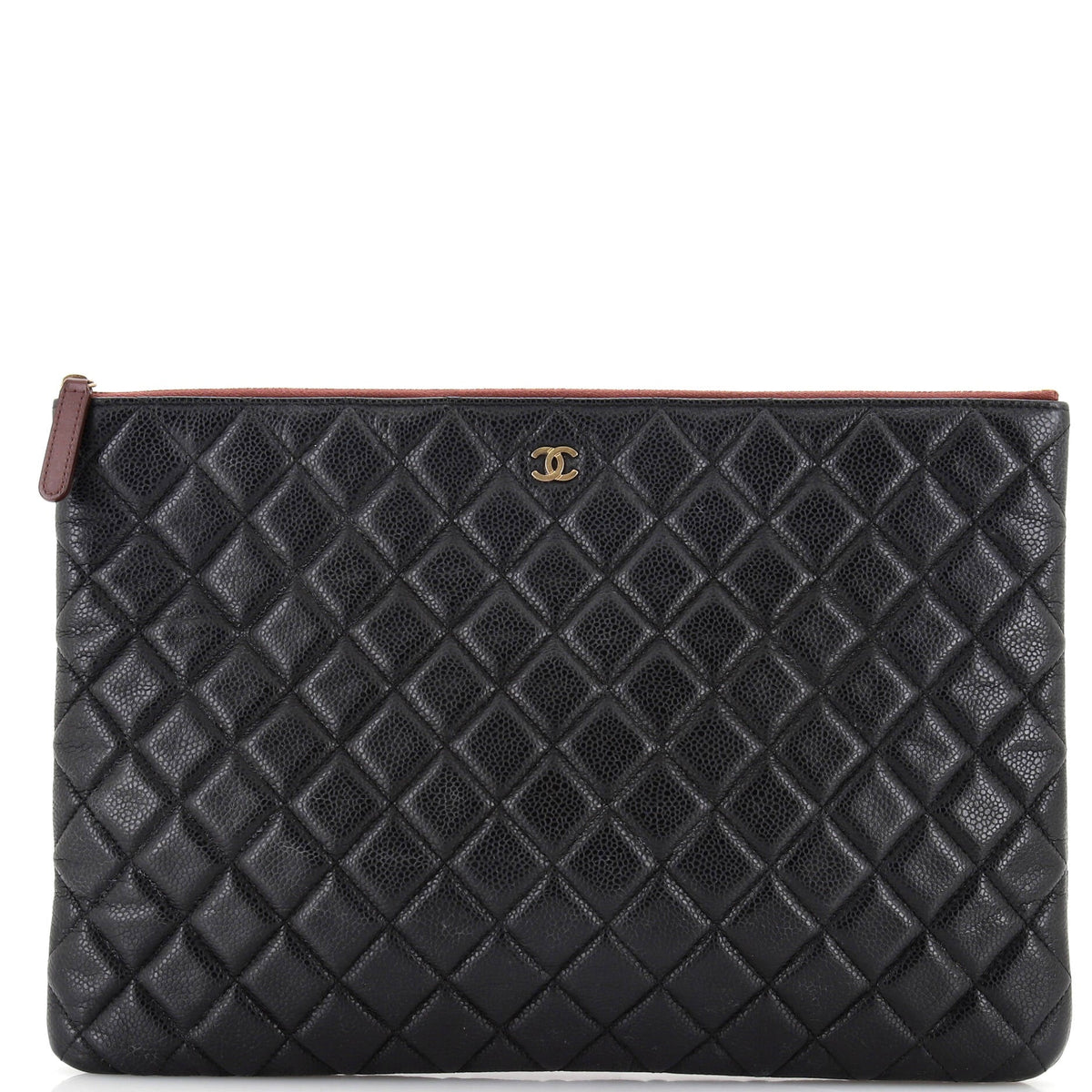 Chanel O Case Clutch Quilted Caviar
