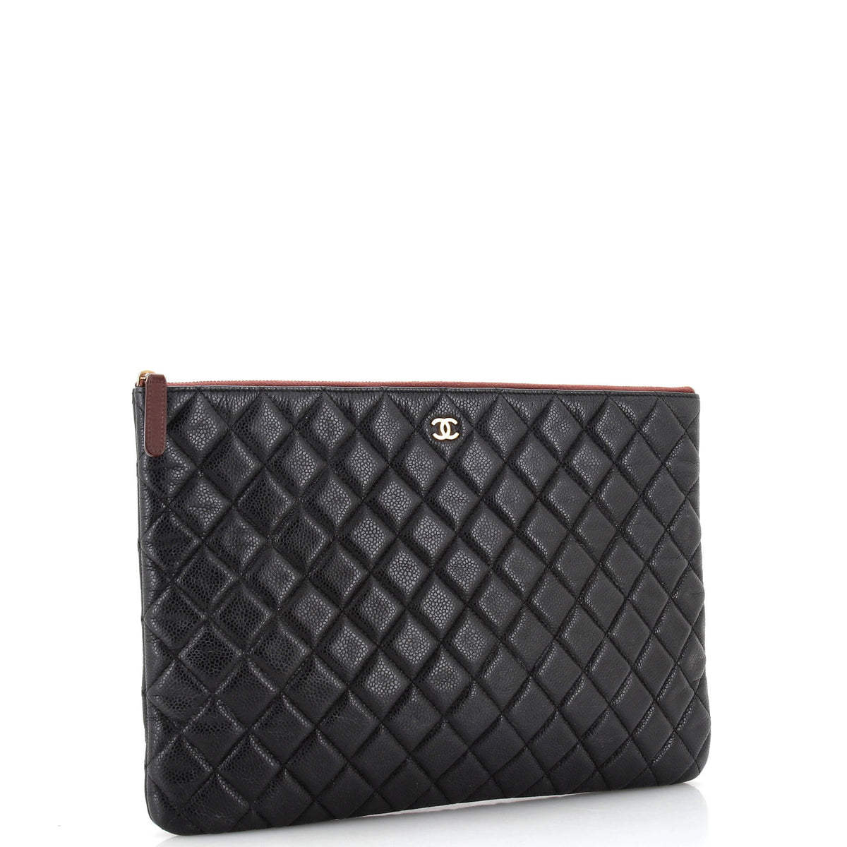 Chanel O Case Clutch Quilted Caviar