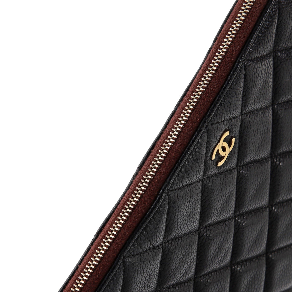 Chanel O Case Clutch Quilted Caviar