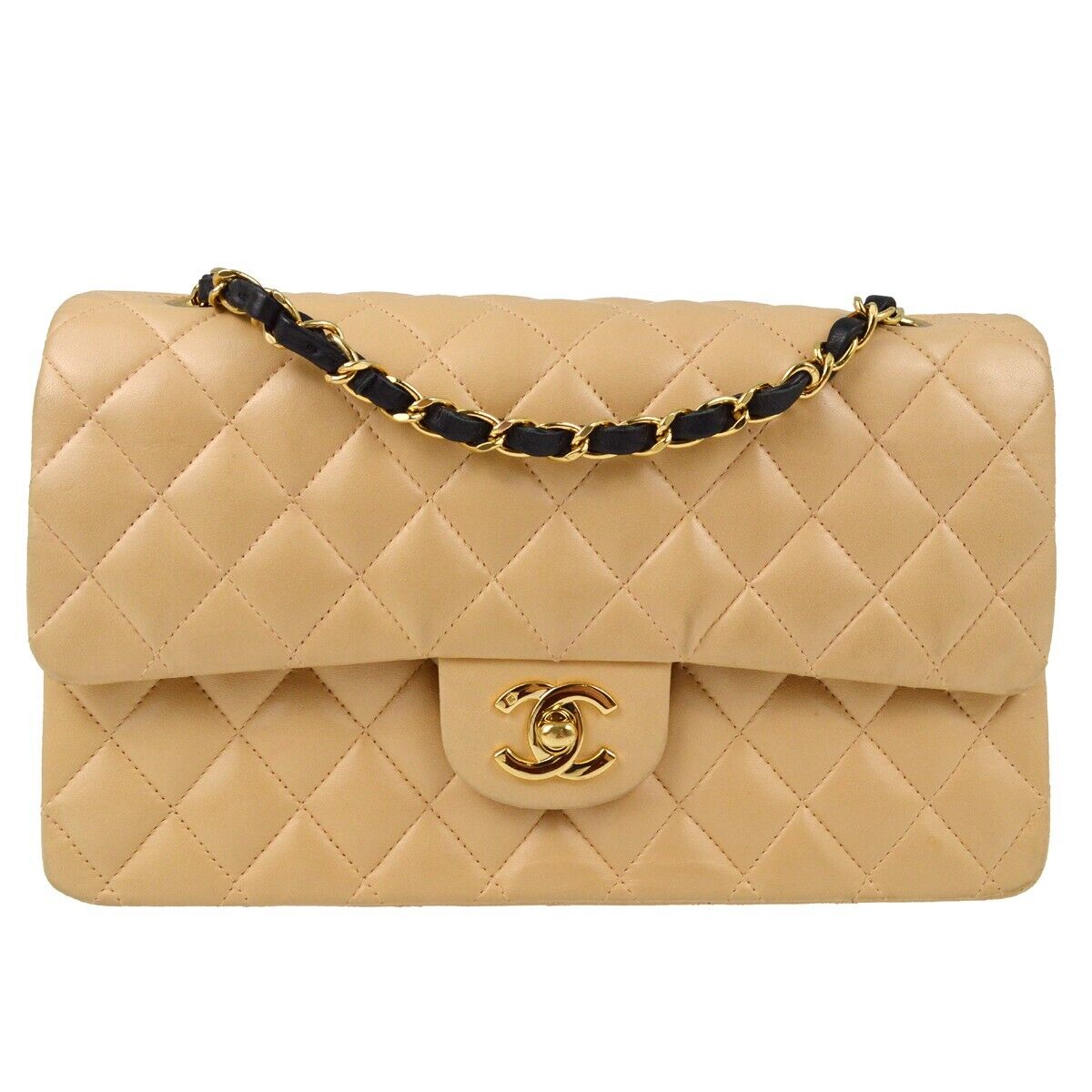 Chanel Beige Lambskin Medium Classic