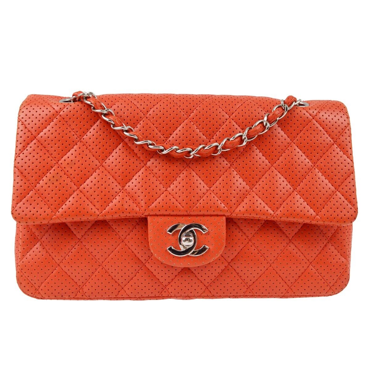 Chanel Red Perforated Lambskin Medium
